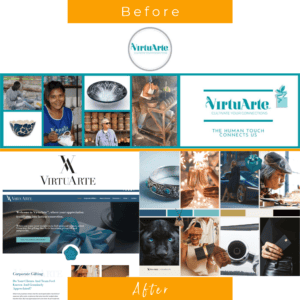 VirtuArte before and after updating brand messaging, brand messaging because brand messaging isn’t converting