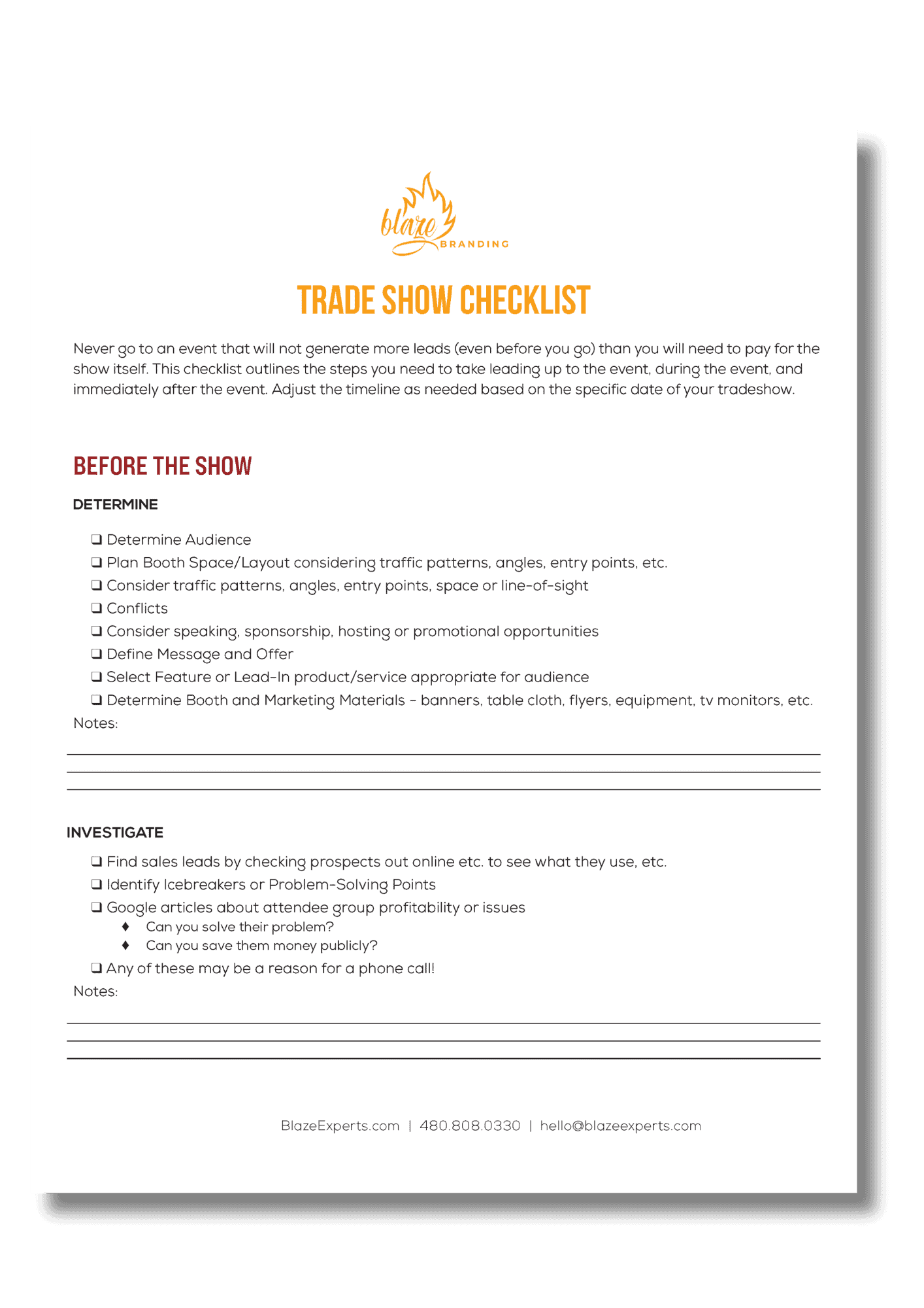 Trade show checklist mockup